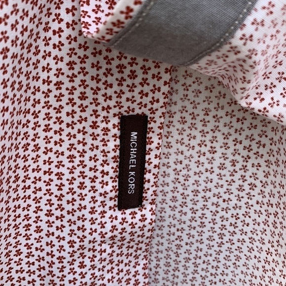 Michael KORS Short Sleeve Classic Fit Button Down Shirt - Deep Henna - Picture 5 of 15